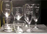 Verres gravés, flûtes à champagne