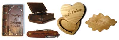 Coffrets, couteaux, bo&icirc;tes en bois, etc.