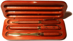 boite parure pour trois stylos en bois foncé