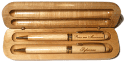 boite parure pour deux stylos  en bois clair