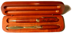 boite parure pour deux stylos en bois foncé