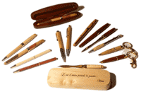 stylos et coffrets en bois
