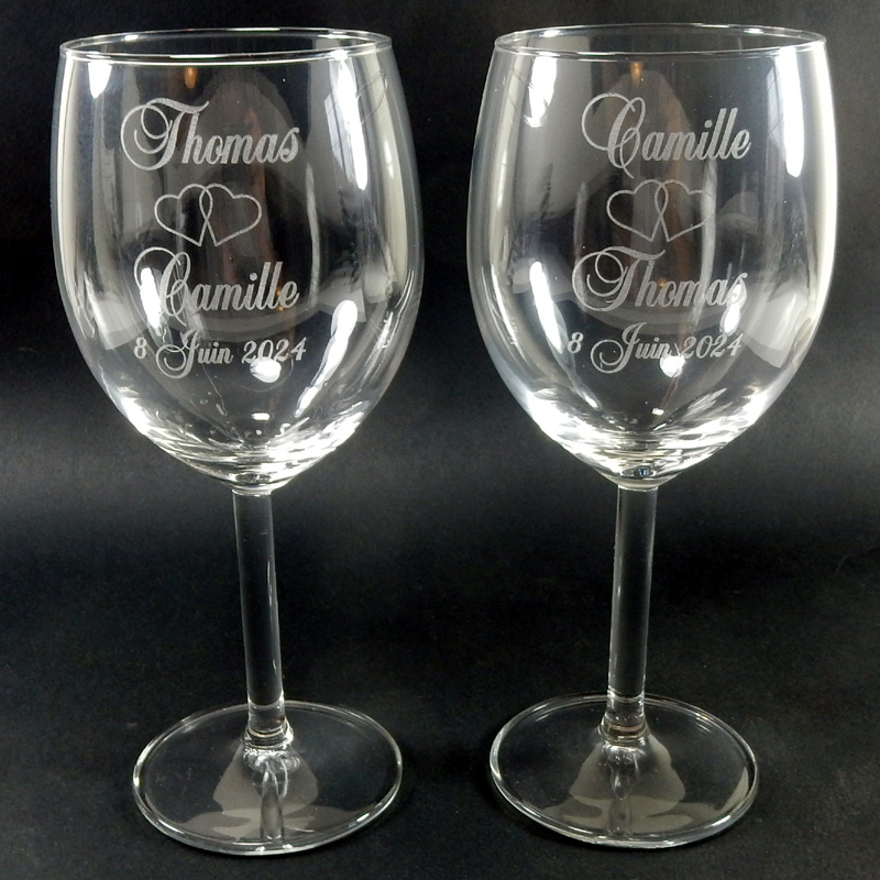 Verre  vini pour mariage ou anniversaire de mariage